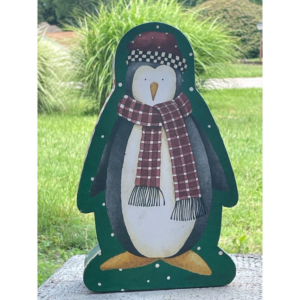 Debbie Mumm 1999 Penguin Christmas Cookie Box Glitterwrap Vintage